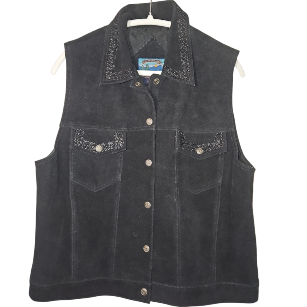 Shaver‎ Lake Suede Leather Vest Black Large